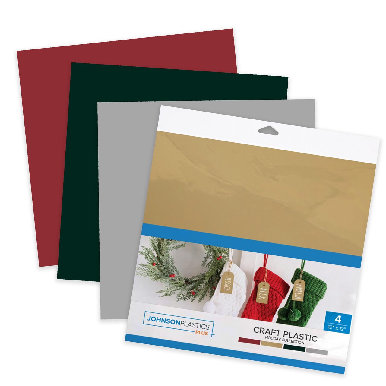 JPPlus Craft Plastic Plastic Craft Sheets for Cricut, Laser Cutter, & Engraver Use- Holiday, 4 Pack